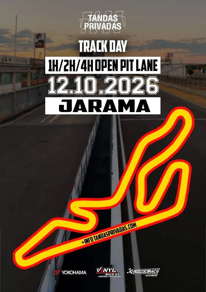 JARAMA…. Tandas Privadas 12.10.2026 — Tandas Privadas en Circuito de Madrid Jarama - RACE, Madrid, España · lunes, 12 de octubre de 2026