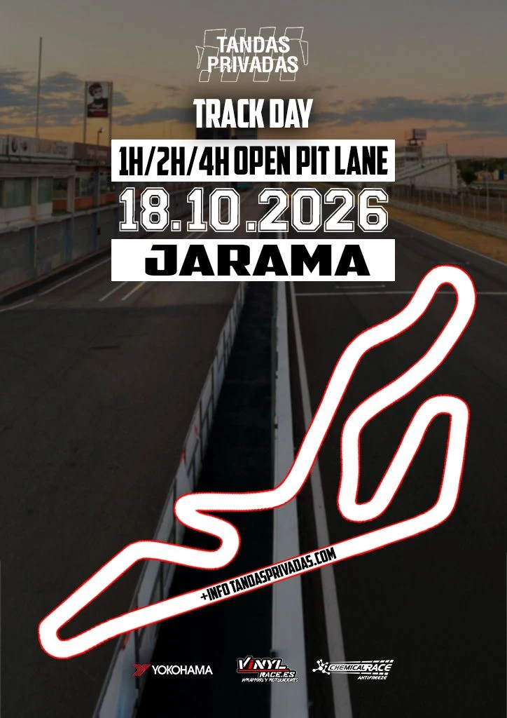 JARAMA…. Tandas Privadas 18.10.2026 — Tandas Privadas en Circuito de Madrid Jarama - RACE, Madrid, España · domingo, 18 de octubre de 2026