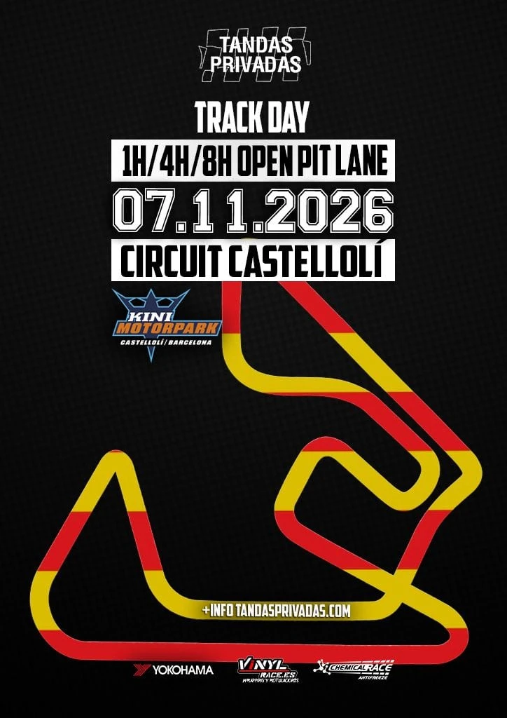 CASTELLOLÍ…. Tandas Privadas 07.11.2026 — Tandas Privadas en Circuit PARCMOTOR CASTELLOLI, Cataluña, España · sábado, 7 de noviembre de 2026