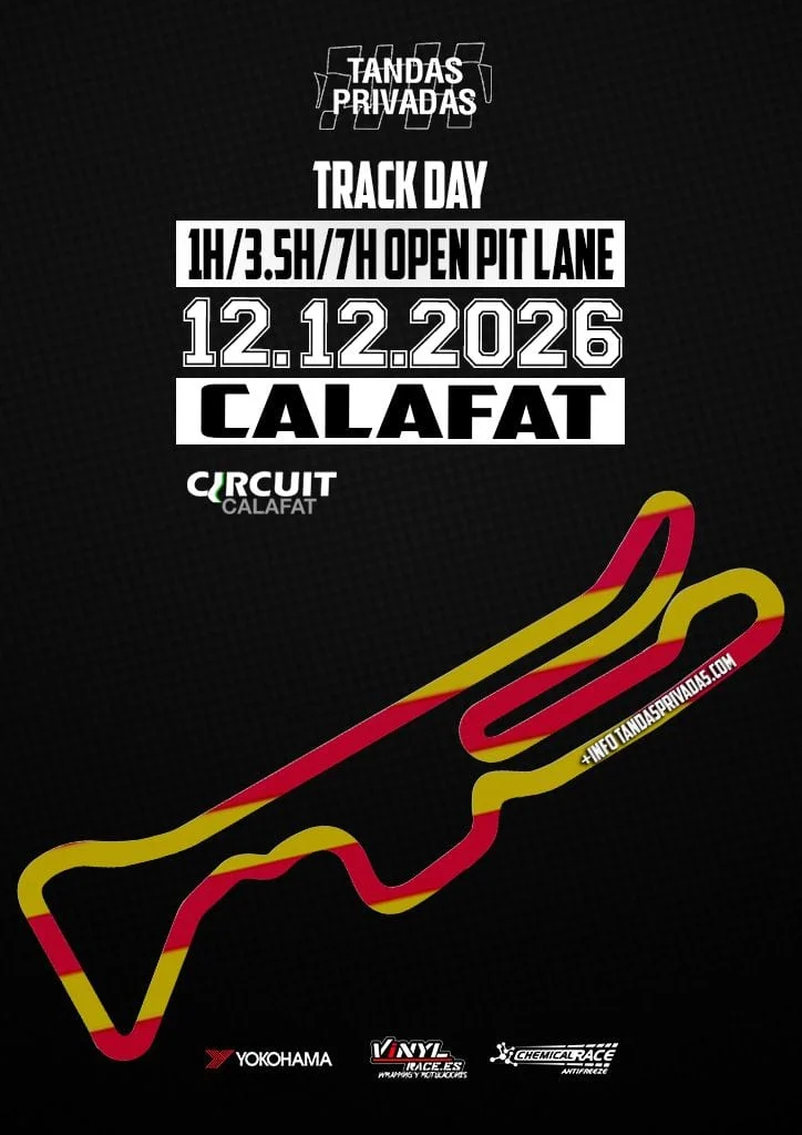 CALAFAT…. Tandas Privadas 12.12.2026 — Tandas Privadas en Circuit CALAFAT, Cataluña, España · sábado, 12 de diciembre de 2026